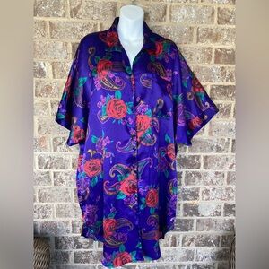 Vintage Intimate Pleasures Night Robe Hollywood Glam 14/16 Polyester Ornate